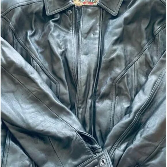 Global Identity Vintage Men’s Leather Bomber Jacket Black Size 2XL (Tall) EUC - Picture 3 of 9